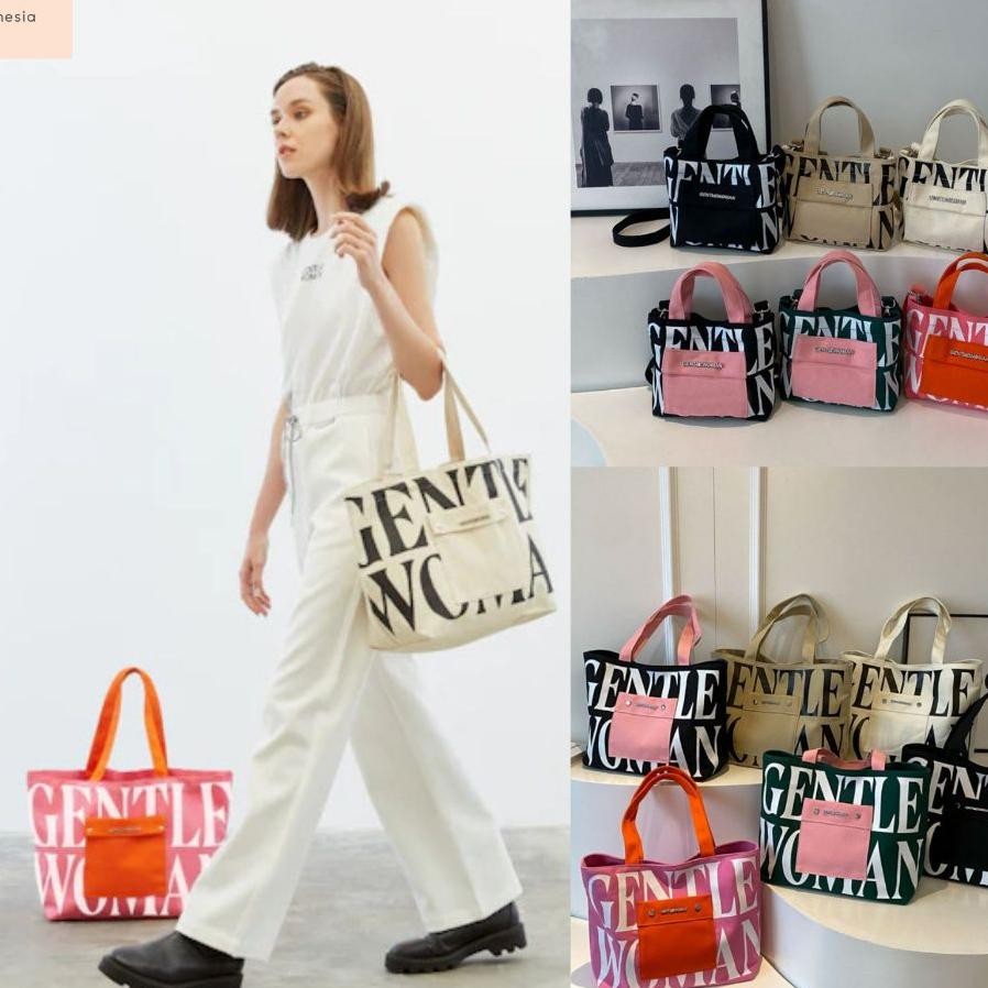Gentle Woman Painted Wall Tote Bag Tas Wanita Bkk Kanvas Wanita Gw Mini Micro Sling Bag Tb01322Wall