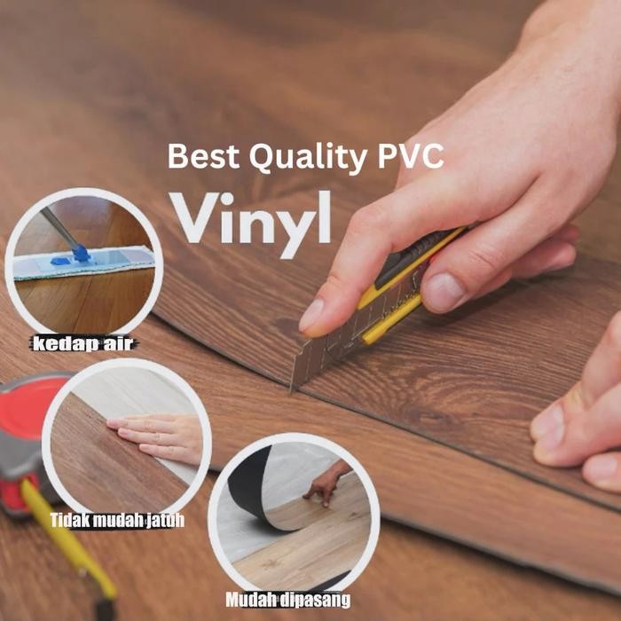 Stiker Lantai Vinyl Pvc 92Cmx16Cm Motif Kayu Realistis 36 Pcs/Kotak - Kamar List  Gold Wall Panel Pv