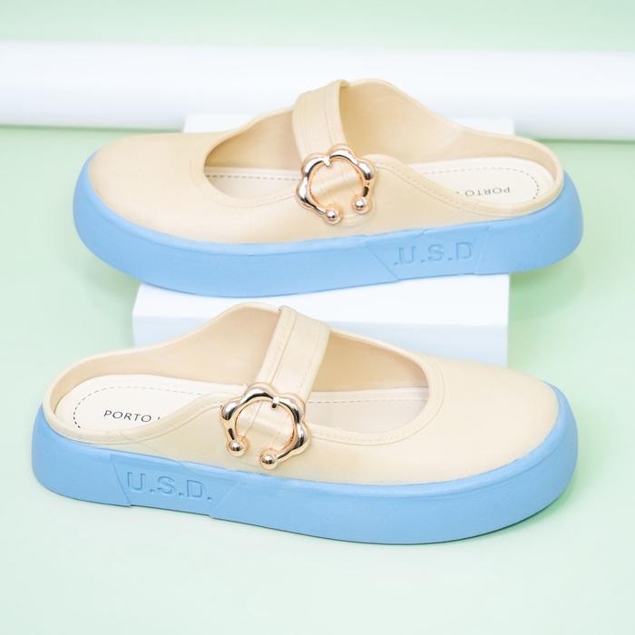 Sepatu Sandal Mules Wanita Porto Usd Sendal Slop Karet Fuji Jelly Gesper Fashion Korea Shoes