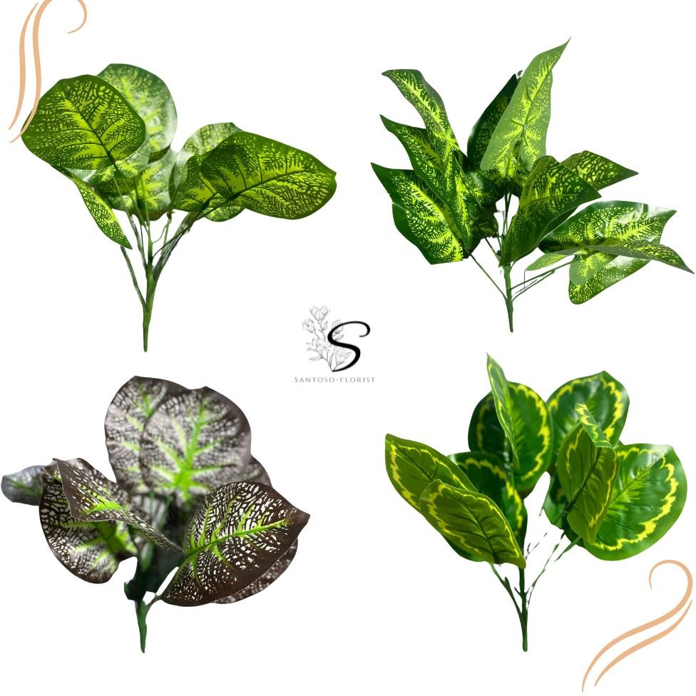 Tanaman Hias Palsu Tanpa Pot Daun Keladi Plastik Bunga Artificial Dekorasi Ruangan / CZ-016