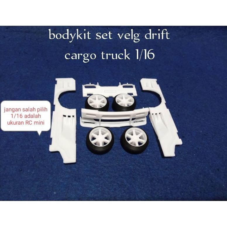 bodykit set velg drift mainan RC cargo truck 1/16 DiM