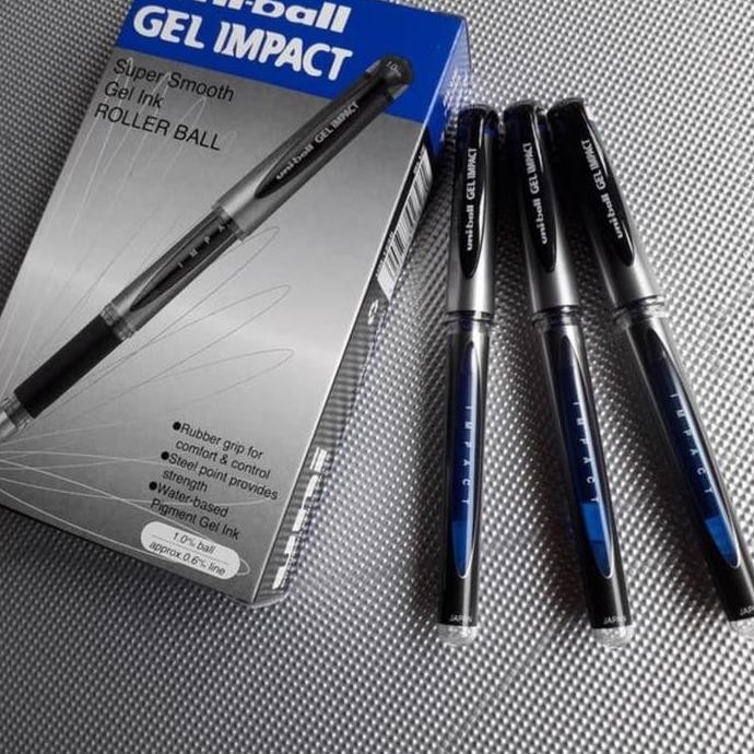 

Pulpen Uniball Gel Impact Biru Per Lusin New Stok
