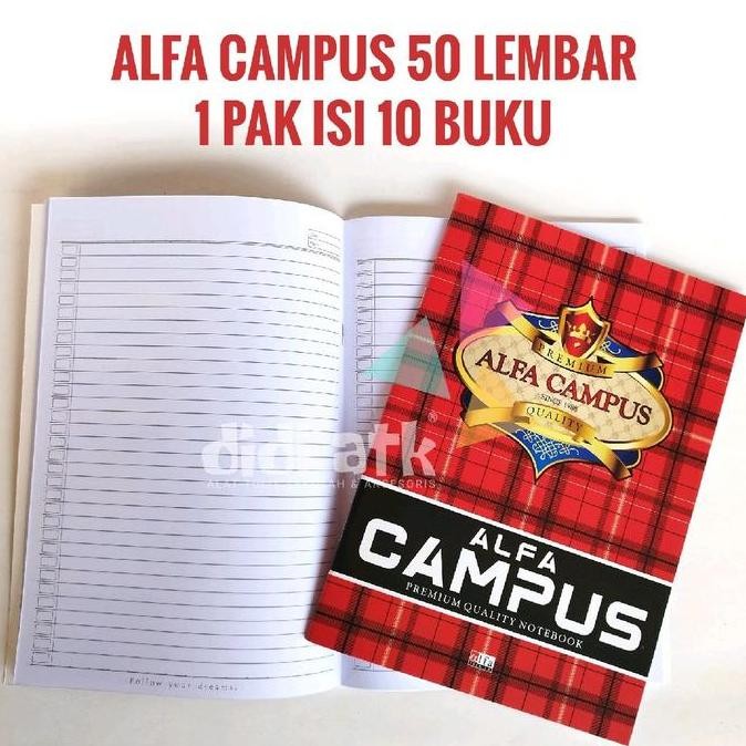 

Buku Tulis ALFA Campus 50 Lembar 1 Pak (Isi 10 Pcs) - Paper Stationery