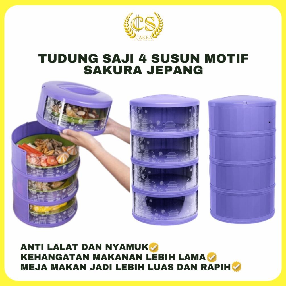 Berkualitas CS TUDUNG SAJI 4 SUSUN MOTIF SAKURA JEPANG
