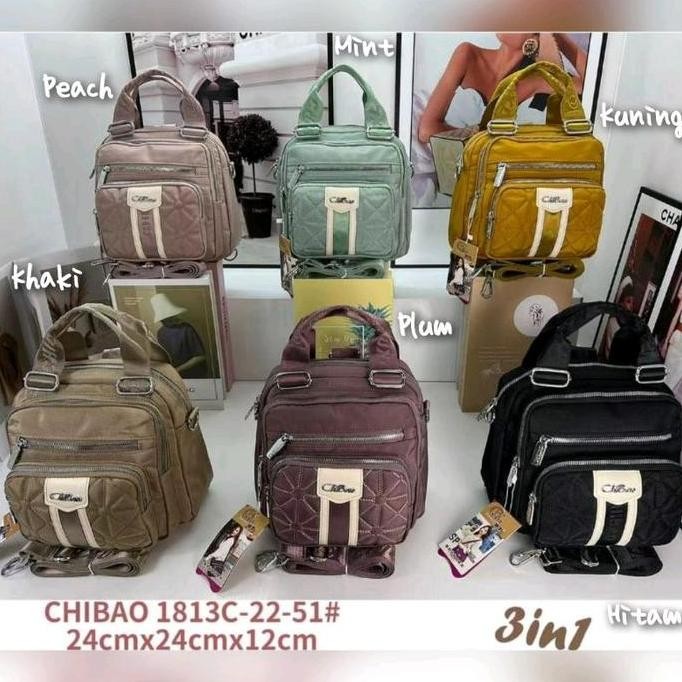Handbag Minimalis Terbaru Tas Chibao Import 3In1/Multifungsi 1813S Kanvas