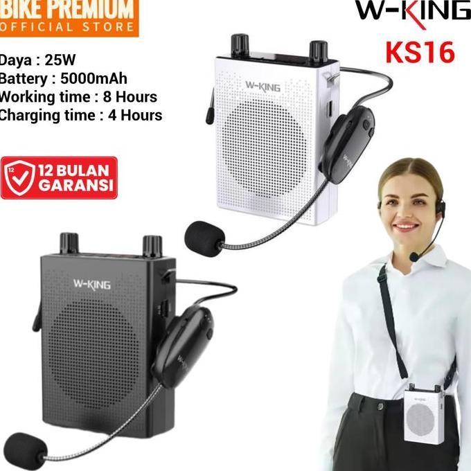 BARU WKING KS16 BLUETOOTH SPEAKER PINGGANG MIC WIRELESS TOUR GUIDE KARAOKE