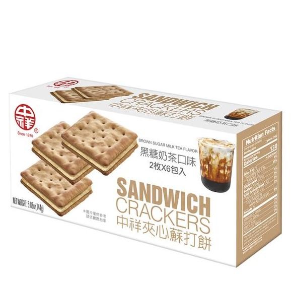

Chung Hsiang Sandwich Craers Brown Sugar Milk Tea Flavor 144 Gr