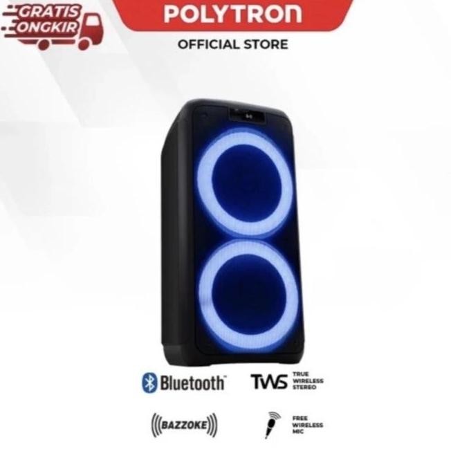 BARU POLYTRON PPS-8L22 SPEAKER PORTABLE BLUETOOTH KARAOKE + MIC - PARTY BOX