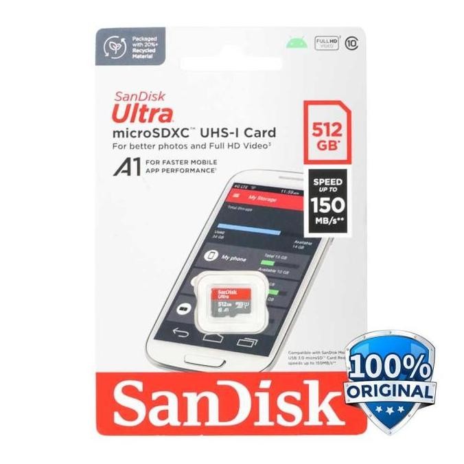 diskon sandisk microsd ultra 512gb 150mb/s memory card original penyimpanan kamera