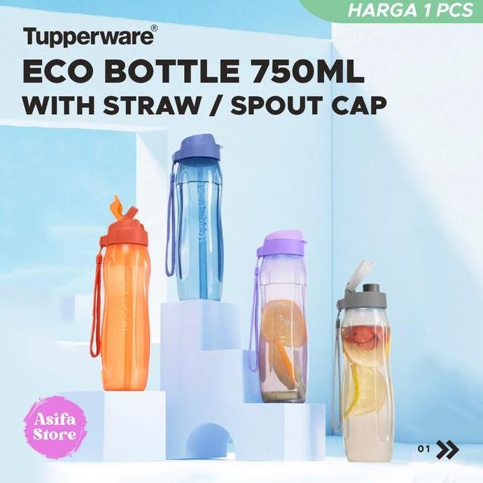 Tupperware Eco Bottle 750Ml Straw - Tempat / Botol Air Minum Sedotan