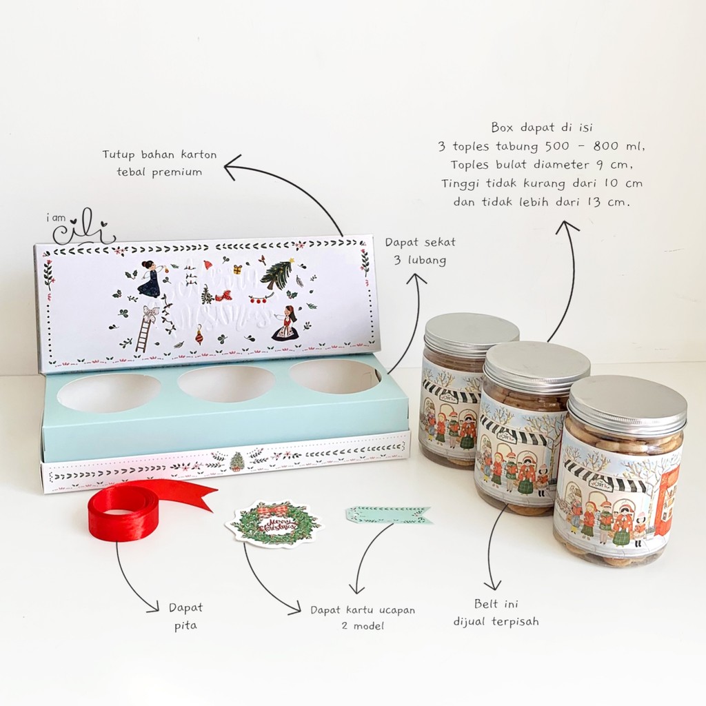 

(BOX 33.3 x 12.3 x 11 cm NATAL) DUS kue kering toples jar natal christmas (ISI 10)