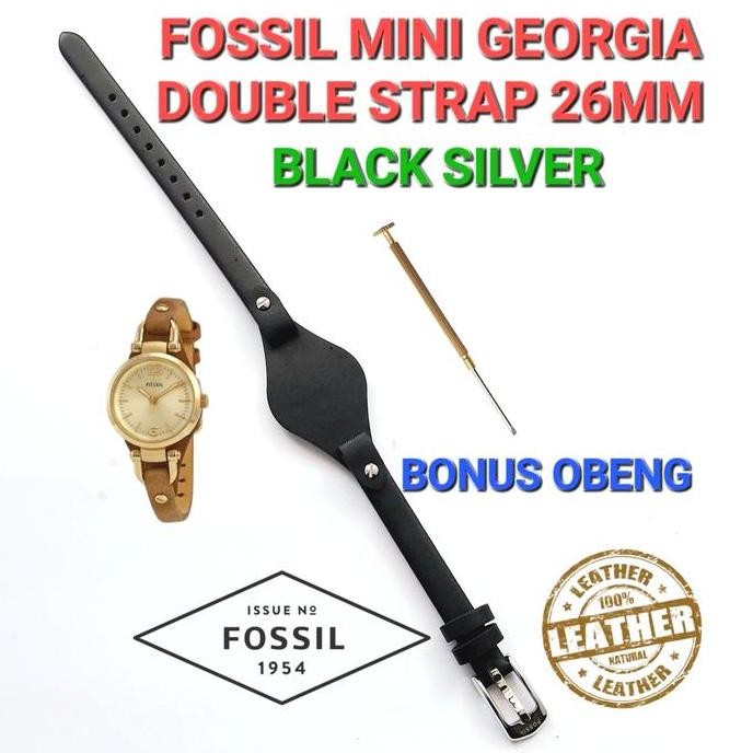 Ori - Tali Jam Kulit Asli Fossil Mini Georgia 26Mm Double Strap Fashion Wanita