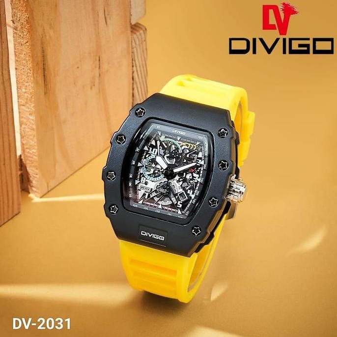 Ori - Jam Tangan Sport Divigo Rm Dv 2301 Analog Tanggal Aktif Strap Rubber Pria Original