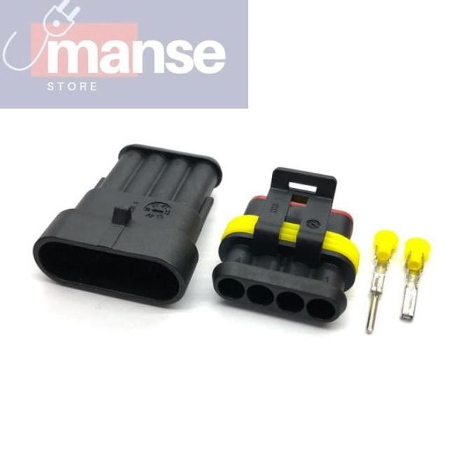 Socket Connector 4 Pin Waterproof / Konektor Kabel 4 Pin Anti Air
