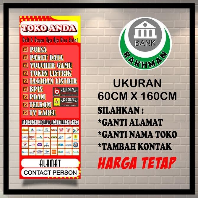ready SPANDUK BANNER | LOKET/PPOB/PULSA | UKURAN 60CM X 160CM