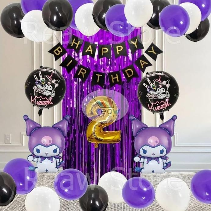 ready Paket Dekorasi Hiasan Balon Ulang Tahun Happy Birthday Sanrio Cinnamoroll Melody Kurumi 05