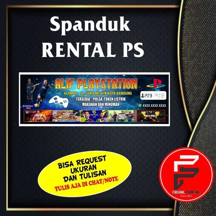 ready Spanduk Rental PS/ Banner REntal PS Ukuran 3 x 1 meter