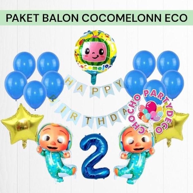 ready (1set) Paket Ulang Tahun ECO cocomelon dekorasi ulang tahun cocomelon