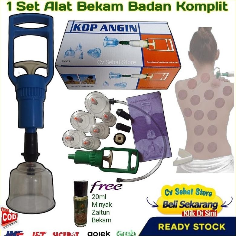 1 Set Alat Bekam Kop Tradisional Terapi Masuk Angin Cop Kesehatan Manual Cup isi 6 Tabung Gelas Kup 