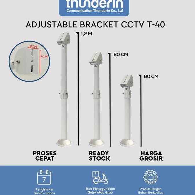 Adjustable Bracket T Tiang Cctv Outdoor, Panjang 1,5 M - 3 M