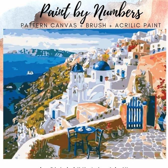

TERBARU painting by number canvas 50 x 40 cm cat akrilik - santorini greece
