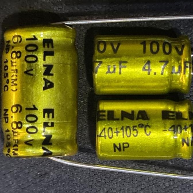 ELNA NON POLAR ELCO CAPACITOR ELKO KAPASITOR NP 4.7UF 6.8UF 10UF 100V
