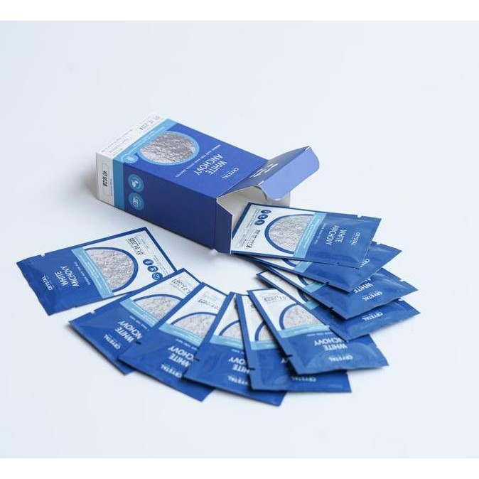 

Crystal of the Sea - (1 Box of 10 Sachets 4gr) White Anchovy Powder / Bubuk Ikan Teri Nasi / Whitebait Makanan HS