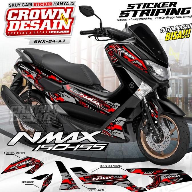 Sticker Striping Nmax Old Variasi Warna Merah Snx04 - Striping Motor Sporty Termurah