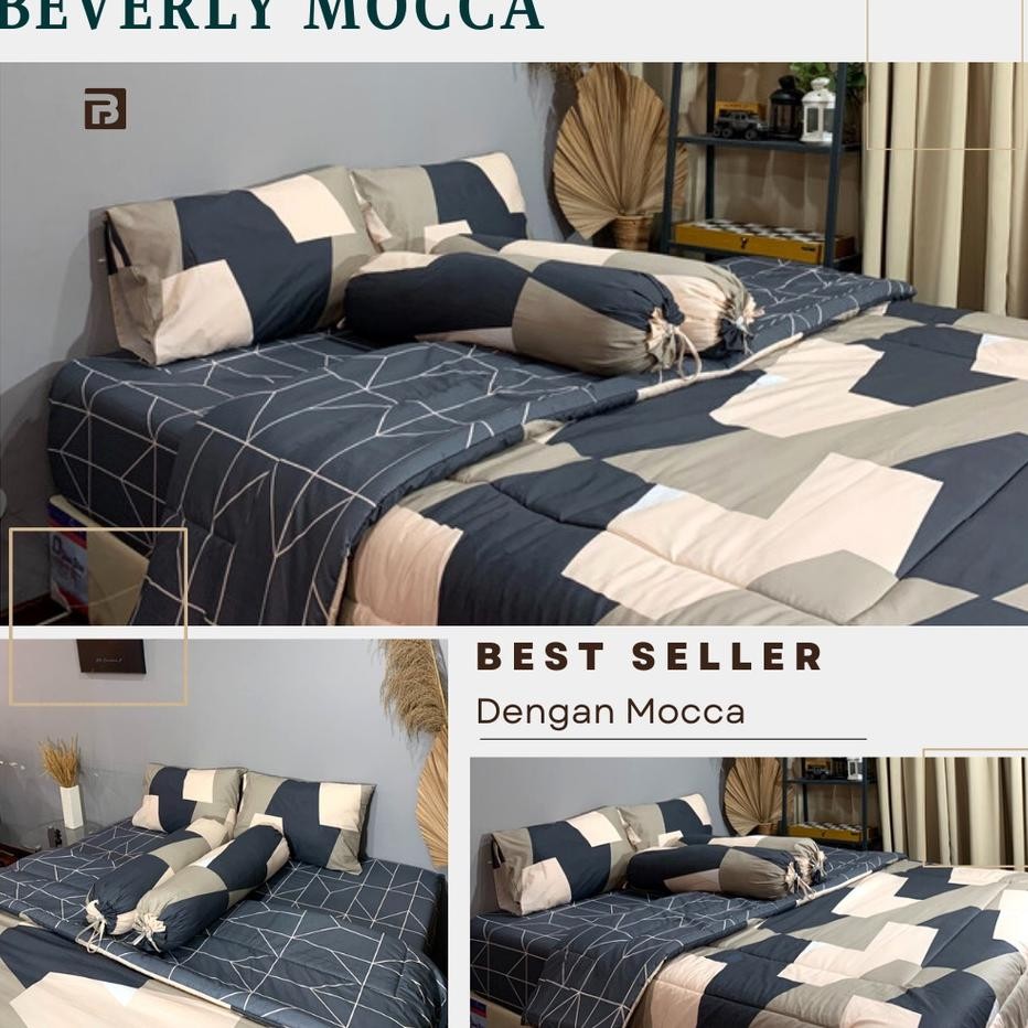 Terlaris Bedcover Sprei Estetik Minimalis Katun Beverly Motif Mocca Ab Uk King 180X200 Queen 160X200