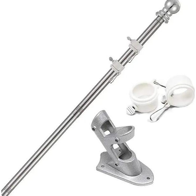 TIANG BENDERA STAINLESS 1.8 METER + BRACKET DUDUKAN TIANG TEMBOK OUTDOOR STOK TERBATAS