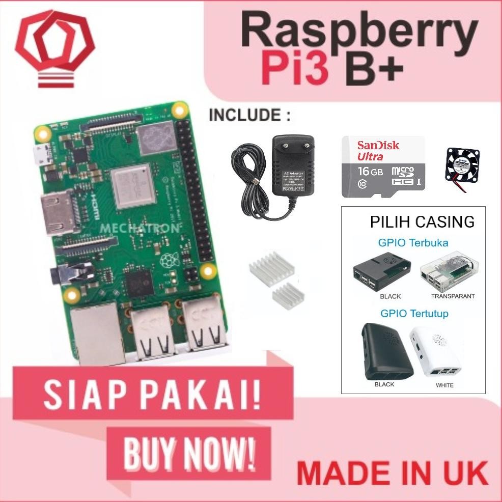 Raspberry Pi3 Pi 3 Model b+ 3b+ Plus Paket Lengkap Komplit Complete Siap Pakai