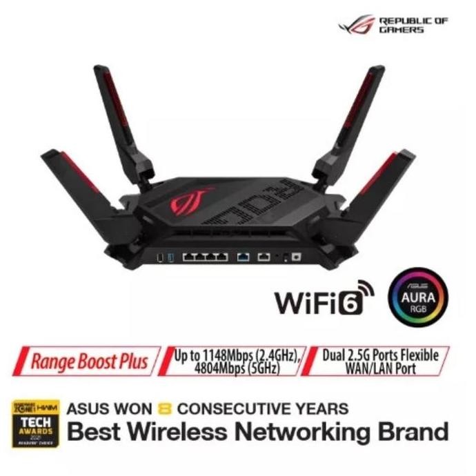 Asus Rog Rapture Gt-Ax6000 Aimesh Wifi 6 Dual Band Gaming Router Bekas New Stok