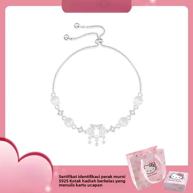  Hello Kitty Nama Gabungan S925Gelang Perak Sterling 925 Dengan Sertifikat Keaslian+Kotak Hadiah Pre