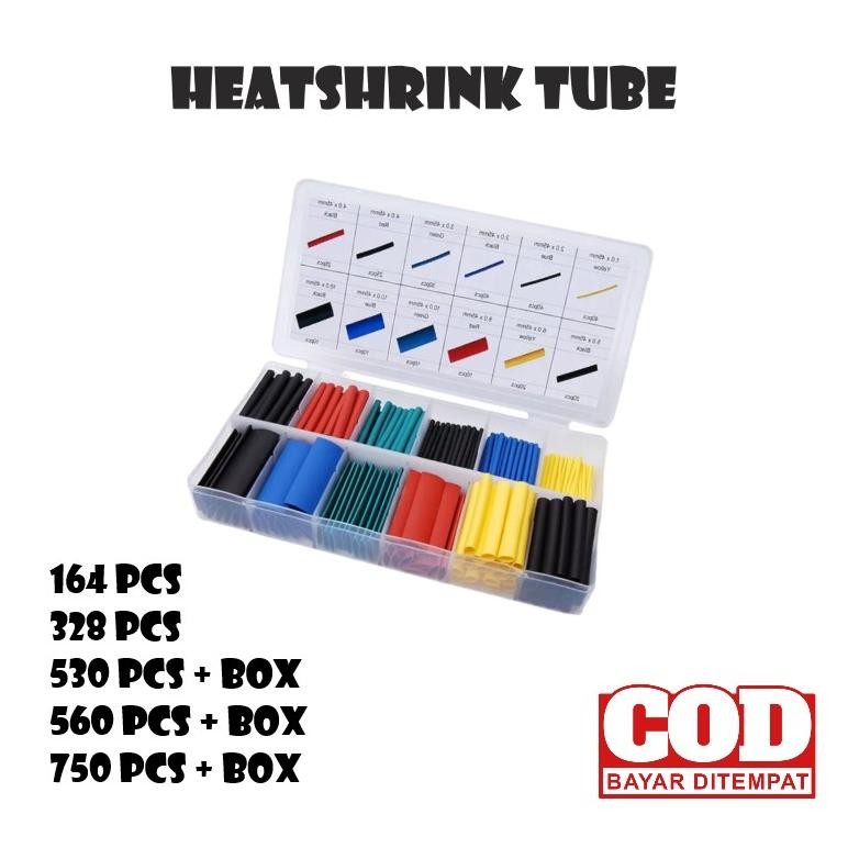 (BISA COD) Isolasi Kabel Selongsong Bakar Heat Shrink 164/328/530/560/750 Pcs - Isolasi Bakar Kabel 