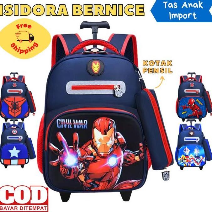 Tersedia Tas Koper Anak TK Karakter Superhero Laki-Laki Trolley Mini Sekolah