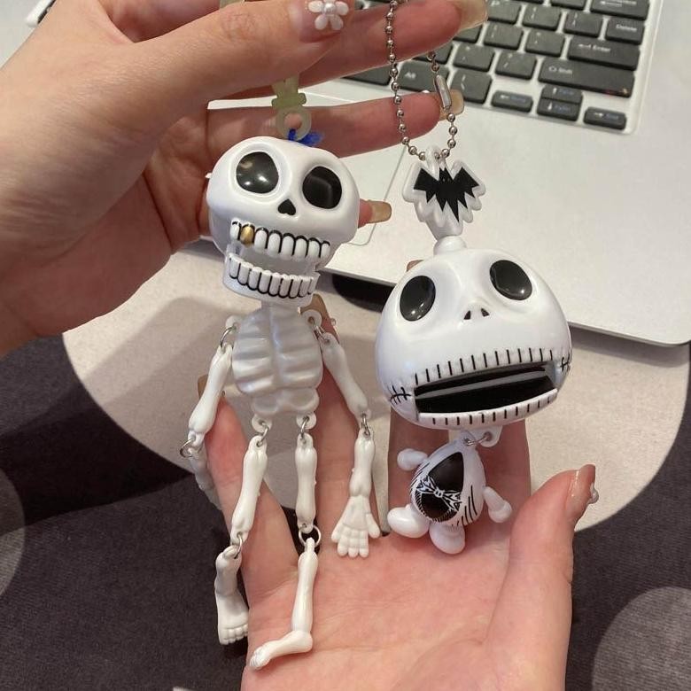 [ COD ] Diana Gantungan kunci tengkorak lucu / tengkorak kawat tarik Liontin lucu Halloween / gantun