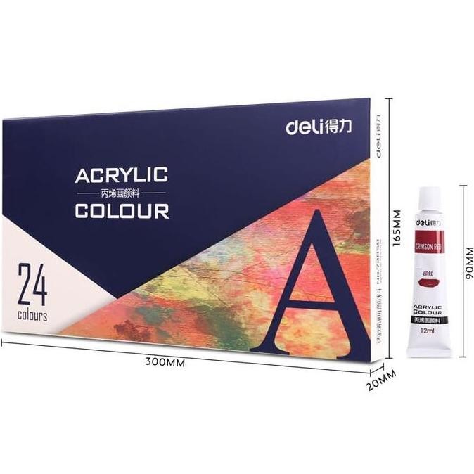 

Promo Deli Cat Acrylic 24 Warna + Kuas 73858 - Cat Akrilik Set Hobi Melukis