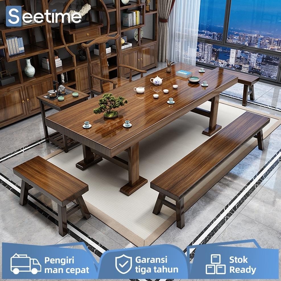 Meja Teh Kayu Solid Meja Papan Besar/Set Meja Dan Kursi/Meja Teh Rumah Ruang Tamu Kantor Cina Baru