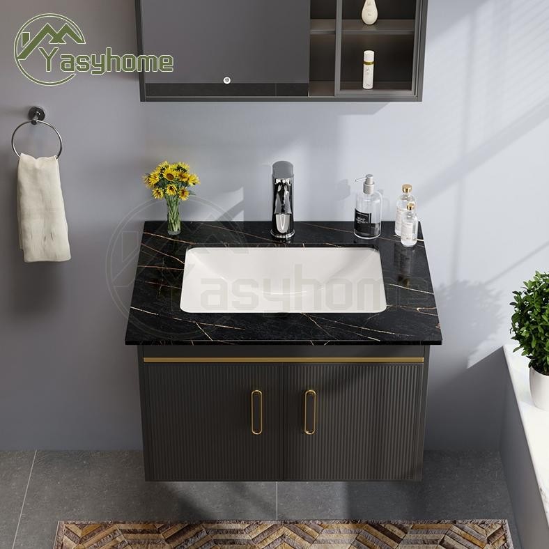 Aksesoris Gratis&Set Westafel Kamar Mandi Aluminium (60cm) marmer Wastafel Cabinet Kabinet Wastafel 