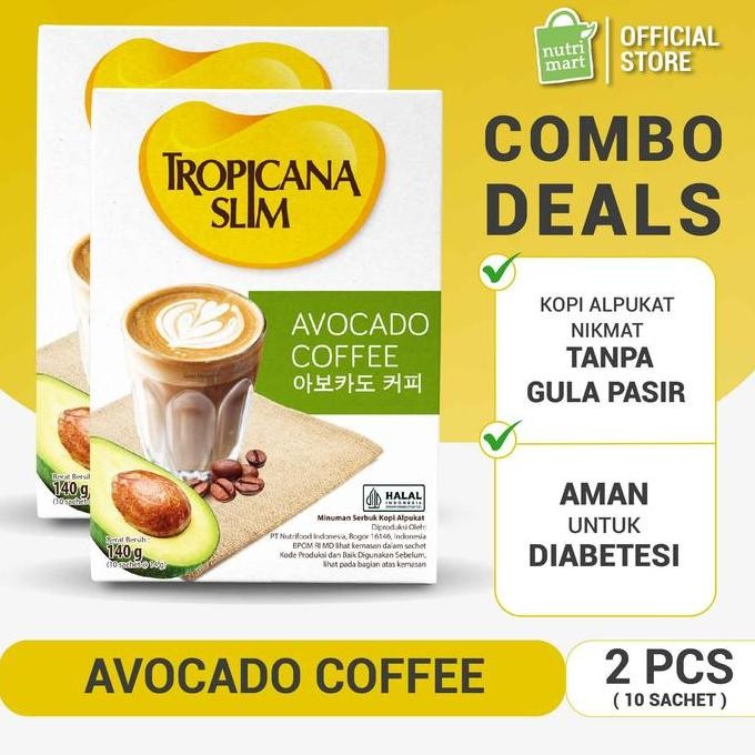 

Twin Pack: Tropicana Slim Avocado Coffee (10 Sch) - Tanpa Gula Pasir GS