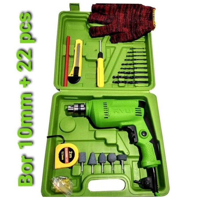 Tersedia RYU RID13REB Mesin Bor Tangan 10mm + Koper - Alat Pertukangan Serbaguna