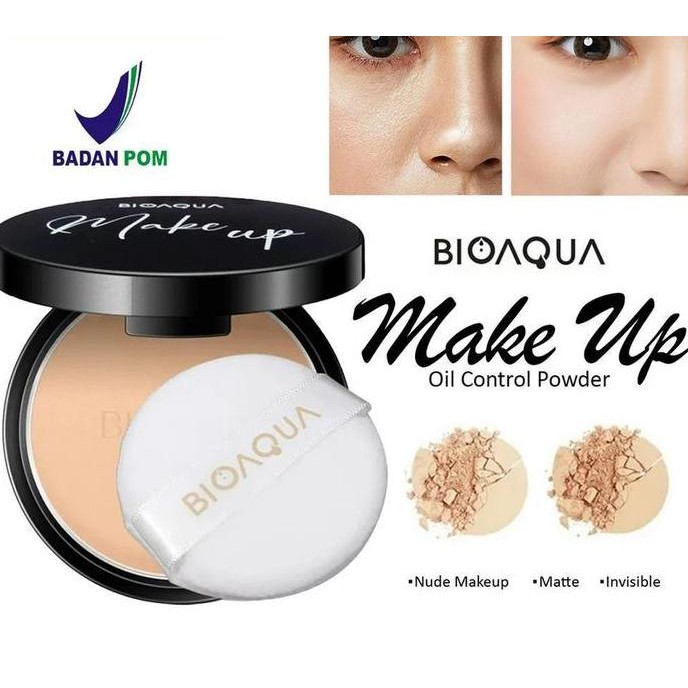 SIAP KIRIM BIOAQUA PRESSED POWDER - BEDAK PADAT GLOWING & OIL CONTROL TAHAN LAMA
