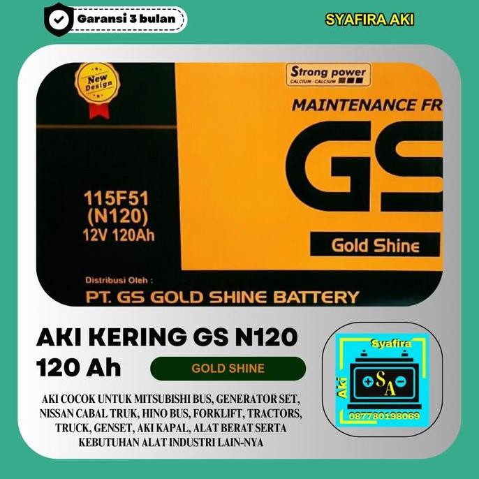 Aki Mf Gs N120 12V 120Ah Alat Berat Genset Kapal Truk Aki Kering