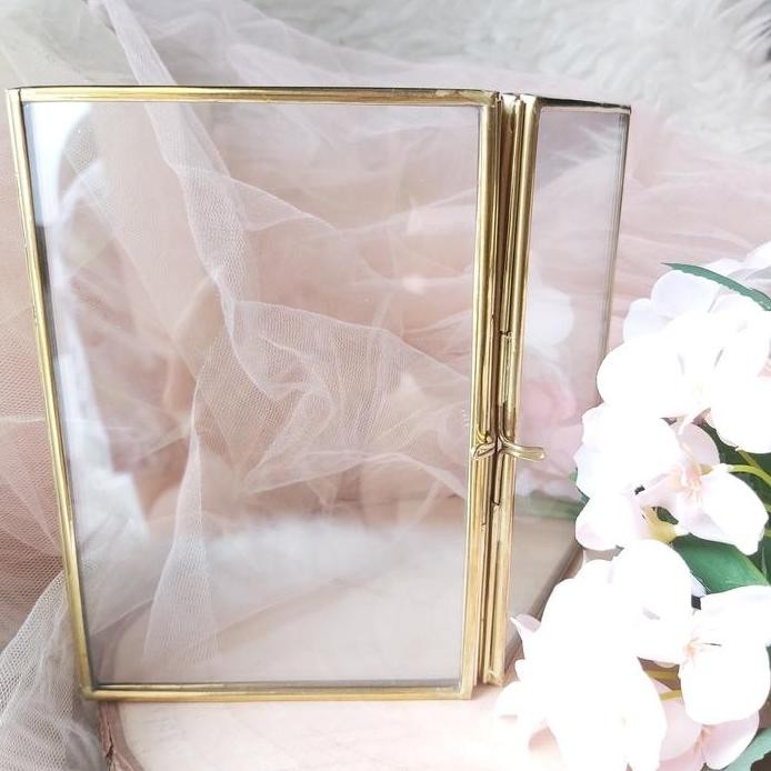 ready stock  frame foto kaca list emas pigura transparant kado home decoration