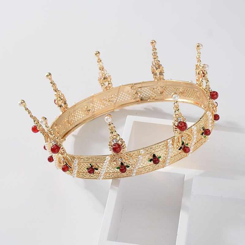 Mahkota Gaya Retro Kuno Baru untuk Pria, Mahkota Bulat Raja