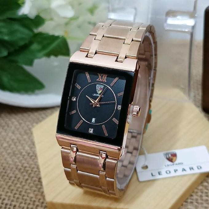new  LEOPARD KOTAK SIMPLE jam tangan Pria/wanita tanggal aktif Quartz Kaca