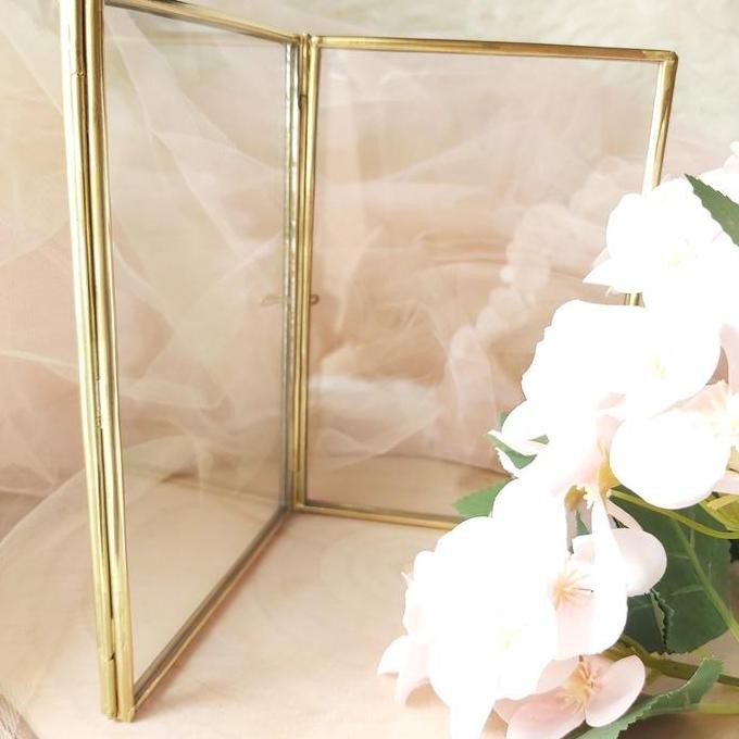 ready stock  frame foto kaca list emas pigura transparant kado home decoration 5R