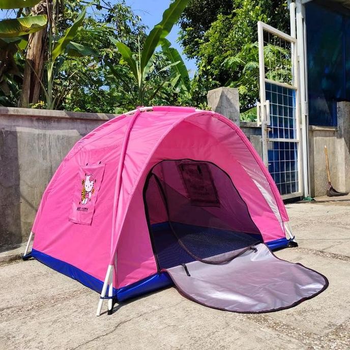 Promo / Terlaris TENDA ANAK WARNA PINK GAMBAR HELLO KITTY, BERBIE,LOL MUAT NYAMPE ANAK UMUR 1-12 TAH