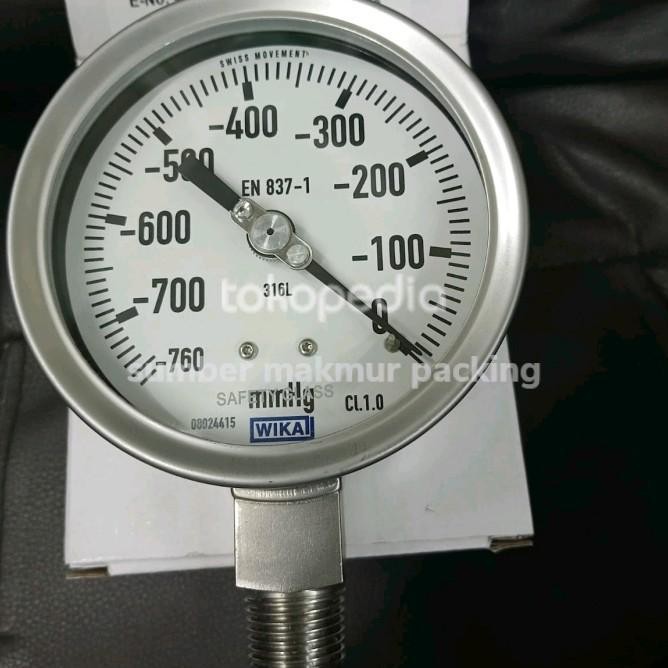 Pressure Gauge Vacum -760 Mmhg Size 2.5 Inch Drat 1/4" Wika