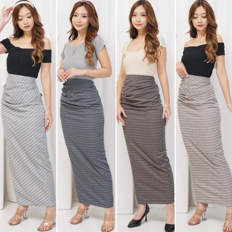 Terjangkau BEST SELLER RECOMMENDED PREMIUM FREYA VINTAGE LONG KNIT MAXI SKIRT ~ FRONT PLEATED TEXTUR